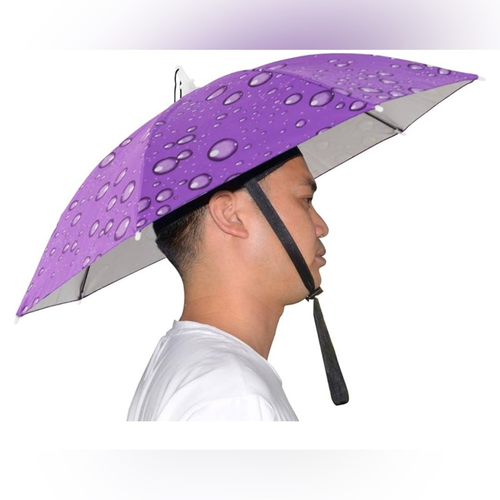 NWT Purple Unisex Raindrop Pattern Umbrella Hat